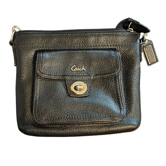 Coach Swingpack Crossbody Bag – Classic Black Pebbled Leather - Picture 1 of 10